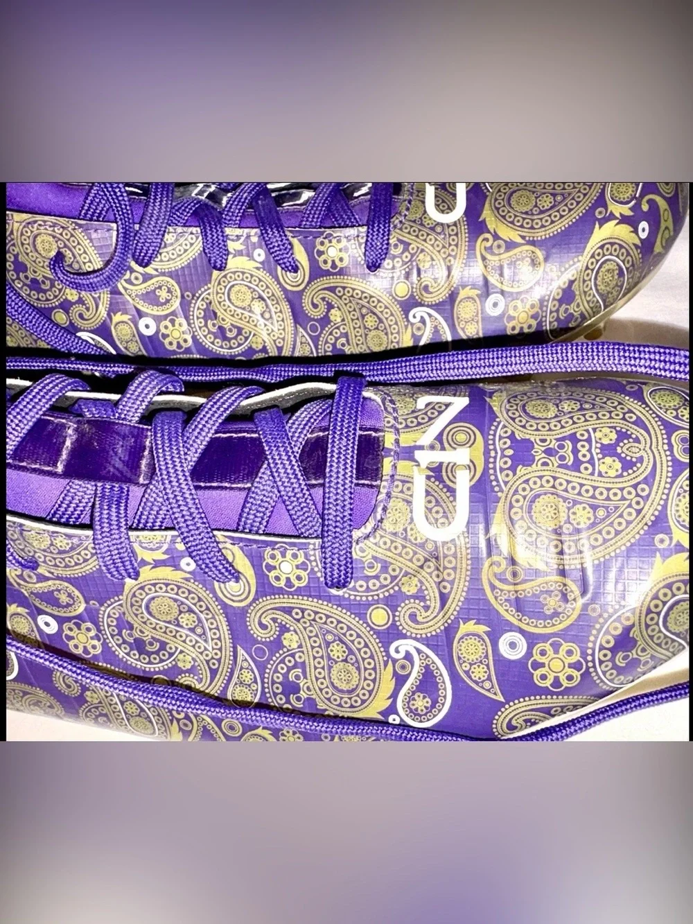 Under Armour C1N MC LE Purple Gold  Paisley Football Cleats Size 11.5